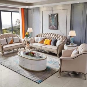 SOFA TÂN CỔ ĐIỂN LỘ GỖ BỌC DA